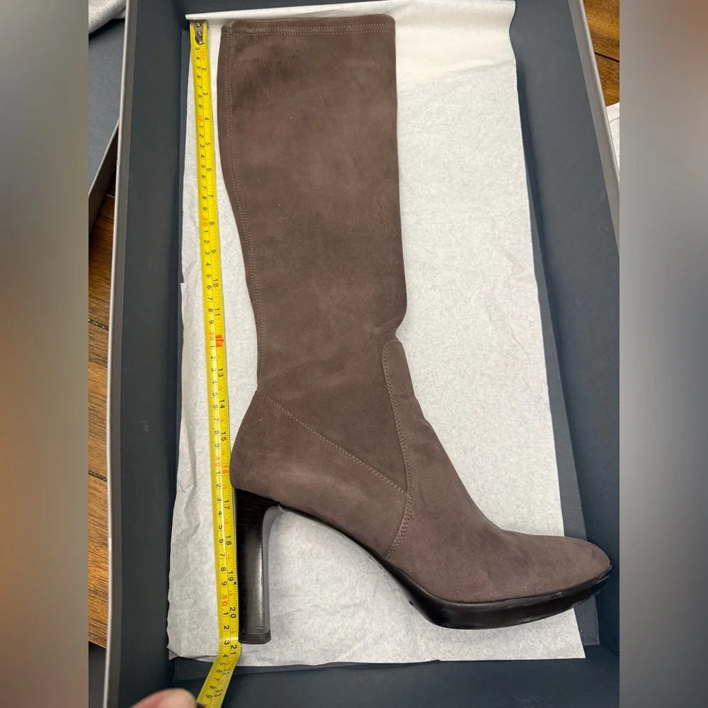 Aquatalia Rhumba Weatherproof Suede Knee-High Boots in Anthracite size 10